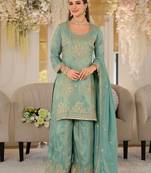 Women Ethnic Motifs Embroidered Regular Thread Work Kurta with Palazzos & With Dupatta