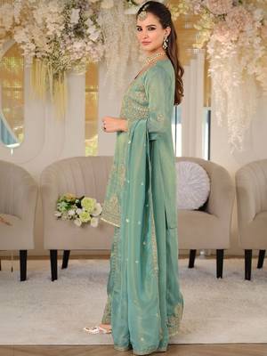 Women Ethnic Motifs Embroidered Regular Thread Work Kurta with Palazzos & With Dupatta 4