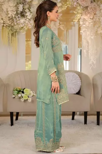 Women Ethnic Motifs Embroidered Regular Thread Work Kurta with Palazzos & With Dupatta