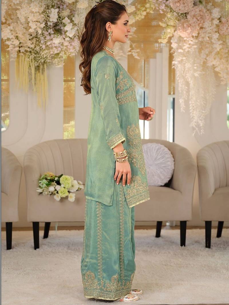 Women Ethnic Motifs Embroidered Regular Thread Work Kurta with Palazzos & With Dupatta