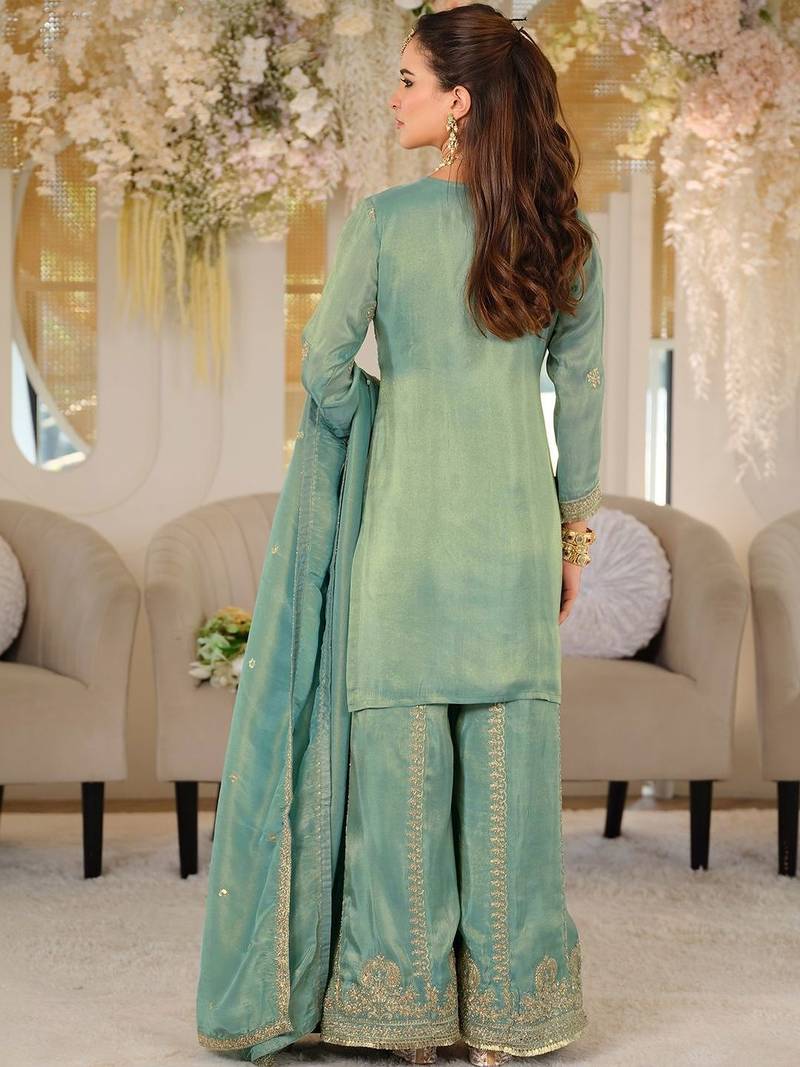Women Ethnic Motifs Embroidered Regular Thread Work Kurta with Palazzos & With Dupatta