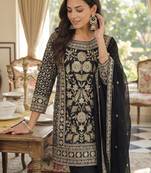 Women Floral Embroidered Panelled Sequinned Kurta with Trousers & With Dupatta
