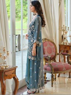 Women Ethnic Motifs Embroidered Regular Thread Work Kurta with Palazzos & With Dupatta 6