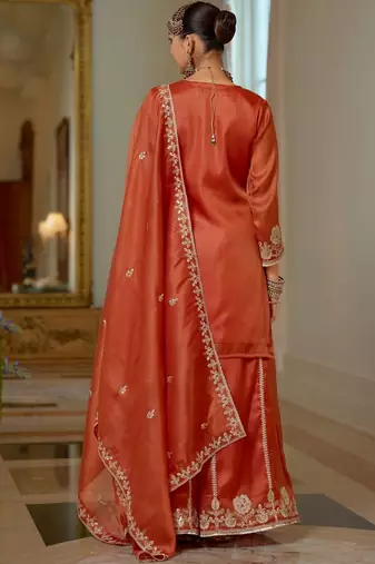Women Ethnic Motifs Embroidered Regular Thread Work Kurta with Sharara & With Dupatta