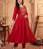 Women Ethnic Motifs Embroidered Regular Thread Work Kurta with Trousers & With Dupatta