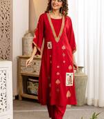 Women Ethnic Motifs Printed Regular Thread Work Kurta with Palazzos