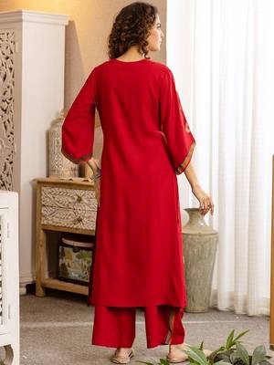Women Ethnic Motifs Printed Regular Thread Work Kurta with Palazzos 5