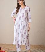 Women Floral Printed Regular Pure Cotton Kurta with Trousers