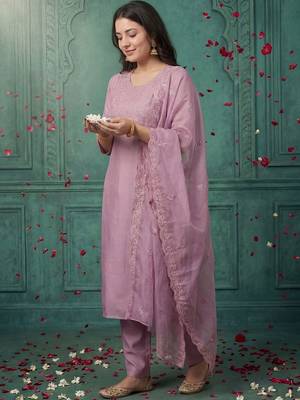 Women Ethnic Motifs Embroidered Regular Thread Work Kurta with Trousers & With Dupatta 1