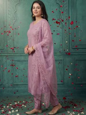 Women Ethnic Motifs Embroidered Regular Thread Work Kurta with Trousers & With Dupatta 3