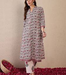 Women Floral Printed Regular Pure Cotton Kurta with Trousers