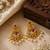 matt gold floral chandbali earrings with ruby green stones & pearl drops   south indian temple jewellery for women