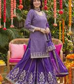 Women Ethnic Motifs Embroidered Regular Sequinned Kurta with Palazzos & With Dupatta