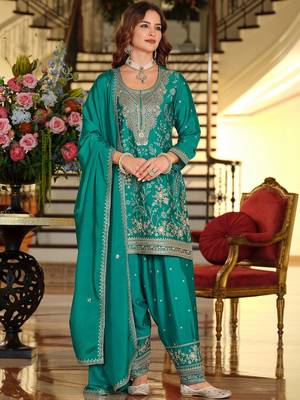 Women Ethnic Motifs Embroidered Regular Sequinned Kurta with Salwar & With Dupatta 1