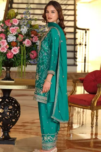 Women Ethnic Motifs Embroidered Regular Sequinned Kurta with Salwar & With Dupatta