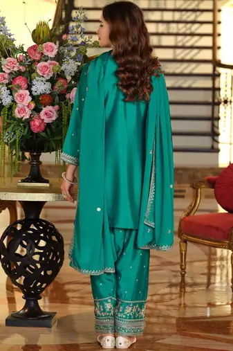 Women Ethnic Motifs Embroidered Regular Sequinned Kurta with Salwar & With Dupatta