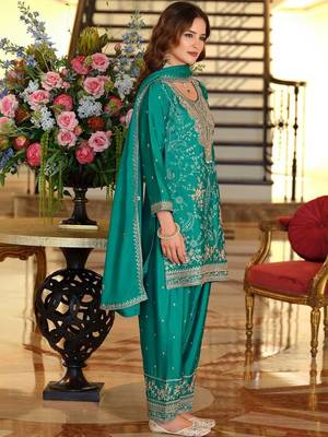 Women Ethnic Motifs Embroidered Regular Sequinned Kurta with Salwar & With Dupatta 6