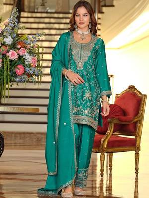 Women Ethnic Motifs Embroidered Regular Sequinned Kurta with Salwar & With Dupatta 7