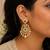 gold plated cz chandbali earrings with green ruby stones & pearl drops   ethnic party wear for women