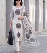 Women Ethnic Motifs Printed Regular Pure Cotton Kurta with Trousers & With Dupatta
