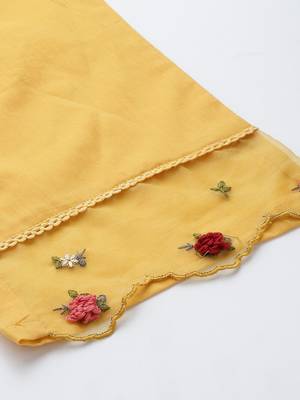 Floral Embroidered Regular Thread Work Pure Cotton Kurta With Trousers & Dupatta 9