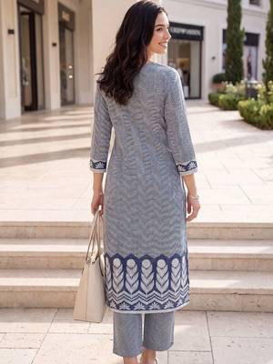 Women Printed Regular Pure Cotton Kurta with Trousers 4