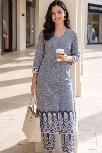 Women Printed Regular Pure Cotton Kurta with Trousers