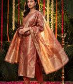 Women Ethnic Motifs Regular Kurta with Trousers & With Dupatta