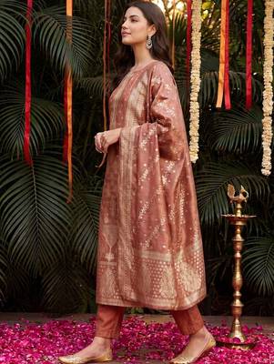 Women Ethnic Motifs Regular Kurta with Trousers & With Dupatta 3