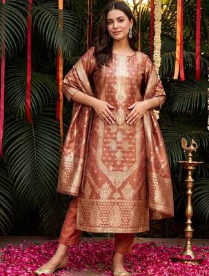 Women Ethnic Motifs Regular Kurta with Trousers & With Dupatta 6