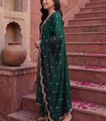 Women Ethnic Motifs Embroidered Regular Kurta with Trousers & With Dupatta