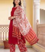 Women Floral Regular Pure Cotton Kurta with Palazzos & With Dupatta