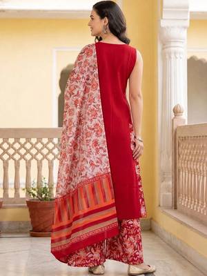 Women Floral Regular Pure Cotton Kurta with Palazzos & With Dupatta 4