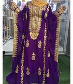 Purple embroidered georgette stitched kaftan designer party & festive wear for women dress