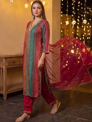 Women Ethnic Motifs Regular Kurta with Palazzos & With Dupatta 1