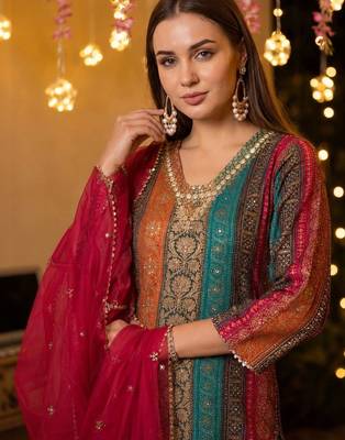 Women Ethnic Motifs Regular Kurta with Palazzos & With Dupatta 2