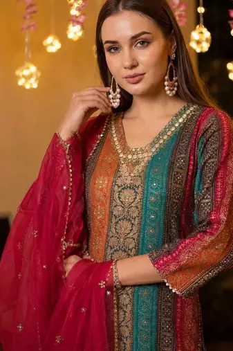 Women Ethnic Motifs Regular Kurta with Palazzos & With Dupatta