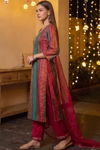Women Ethnic Motifs Regular Kurta with Palazzos & With Dupatta