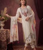 Women Ethnic Motifs Regular Thread Work Pure Cotton Kurta with Trousers & With Dupatta
