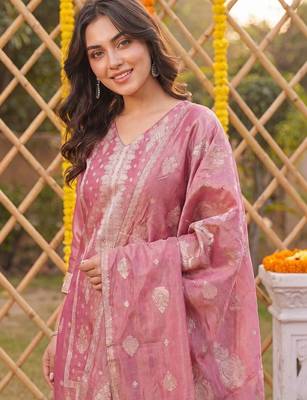 Women Ethnic Motifs Regular Kurta with Trousers & With Dupatta 2
