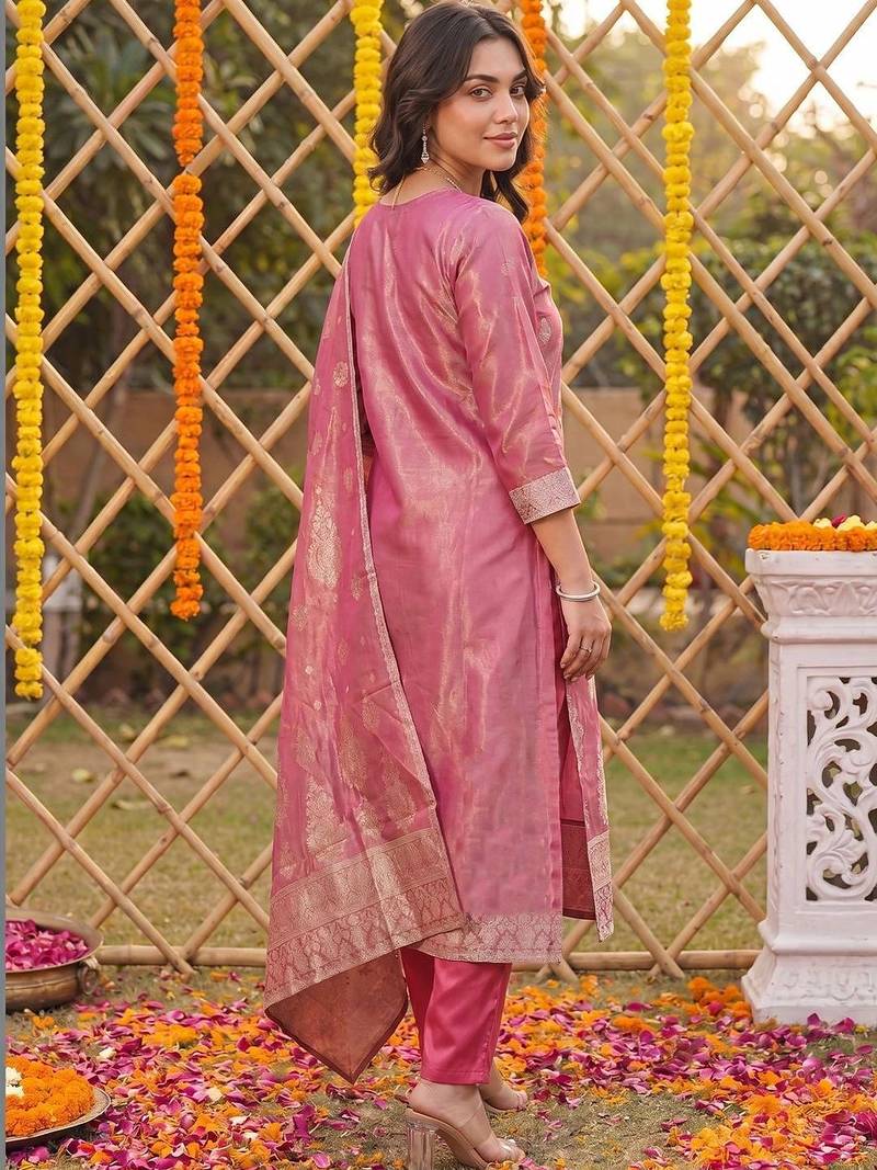 Women Ethnic Motifs Regular Kurta with Trousers & With Dupatta