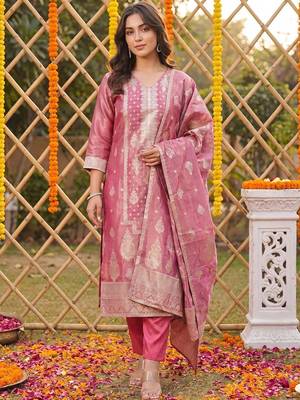 Women Ethnic Motifs Regular Kurta with Trousers & With Dupatta 6