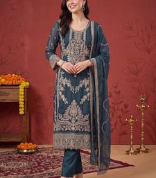 Women Ethnic Motifs Embroidered Regular Thread Work Kurta with Trousers & With Dupatta