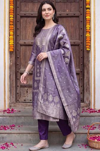 Women Ethnic Motifs Regular Kurta with Trousers & With Dupatta