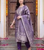 Women Ethnic Motifs Regular Kurta with Trousers & With Dupatta