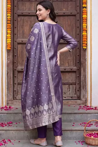 Women Ethnic Motifs Regular Kurta with Trousers & With Dupatta
