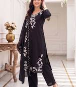 Women Floral Embroidered Regular Sequinned Kurta with Trousers & With Dupatta
