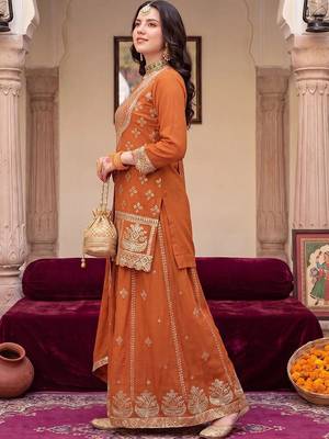 Women Ethnic Motifs Embroidered Regular Sequinned Kurta with Skirt & With Dupatta 1