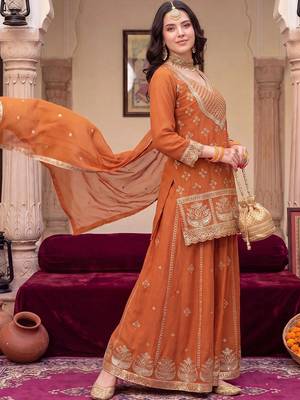 Women Ethnic Motifs Embroidered Regular Sequinned Kurta with Skirt & With Dupatta 3