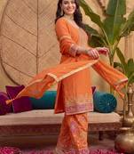 Women Ethnic Motifs Embroidered Regular Sequinned Kurta with Patiala & With Dupatta